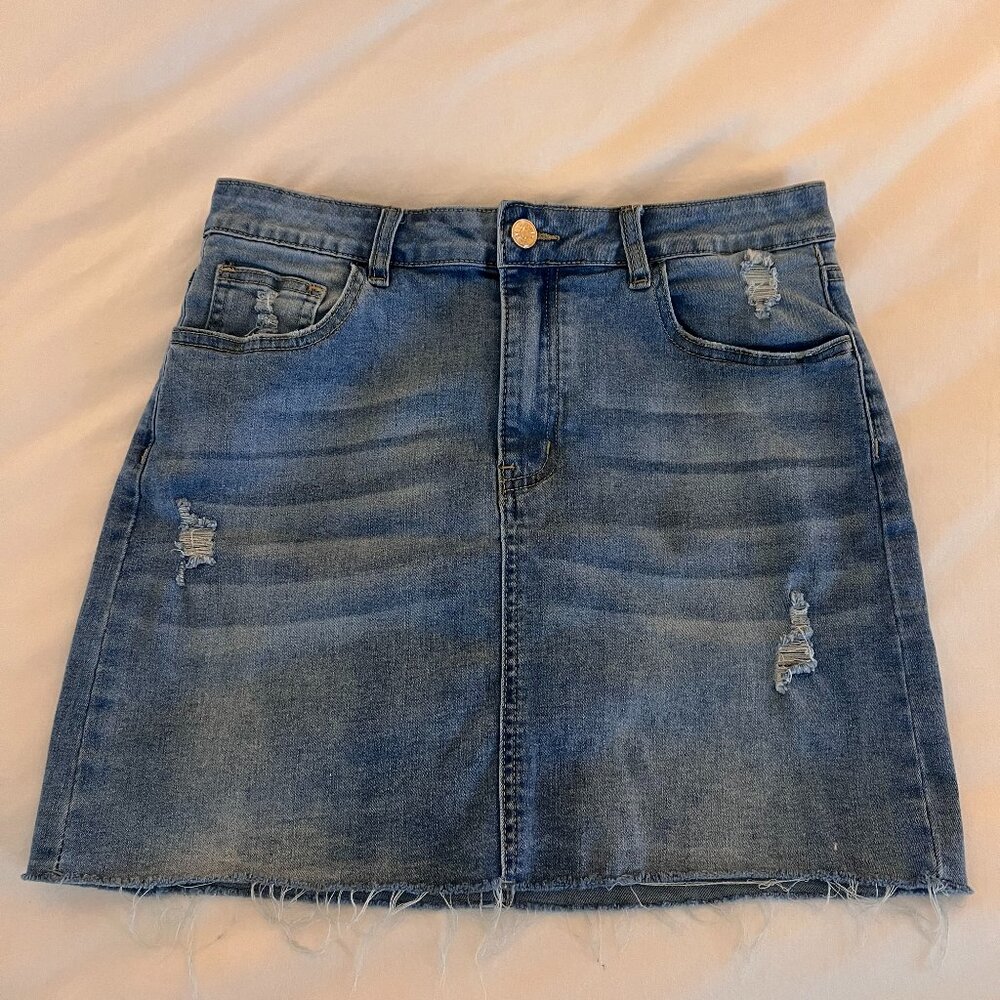 Distressed Jean Skirt